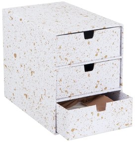 Cutie cu 3 sertare Bigso Box of Sweden Ingrid, alb-auriu
