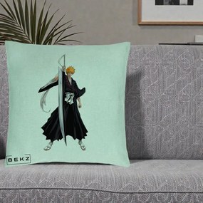 Perna Personalizata Bleach Ichigo Kurosaki Zangetsu, 40x40 cm, Verde Menta, Husa Detasabila, Perna Inclusa, BEKZ®