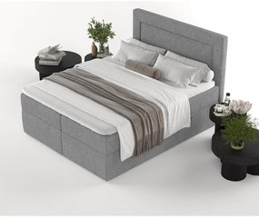 Pat boxspring gri cu spațiu de depozitare 180x200 cm Imagine – Maison de Rêve