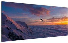 Tablou în apus de soare, Mont Blanc (120x50 cm), în 40 de alte dimensiuni noi