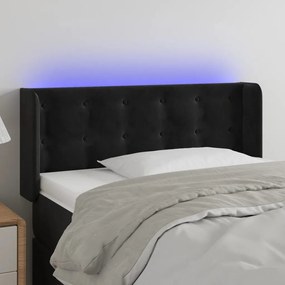 3123708 vidaXL Tăblie de pat cu LED, negru, 93x16x78/88 cm, catifea