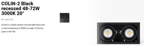 Spot LED incastrabil COLIN-2 Black recessed 48-72W 3000K 20°