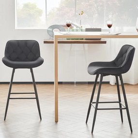 SCB202 - Set 2x Scaune Bar Negre / Gri - Catifea