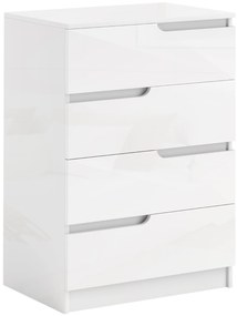 HOMCOM Comodă Modernă, Dulap, 4 Sertare, Placă de Pal, Dispozitiv Anti-Răsturnare, Amortizoare pentru Picioare, Alb | Aosom Romania