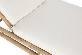Șezlong de exterior din lemn de bambus natural, cu pernă din bumbac, stil exotic, "Ethnos"