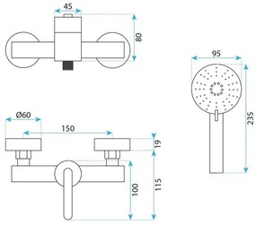 Baterie de dus REA Ontario Gun gri