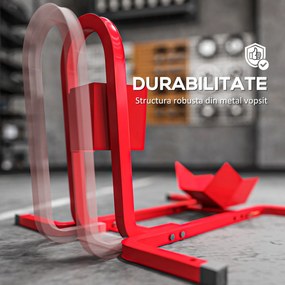 HOMCOM Suport pentru Motocicletă Reglabil pe 3 Nivele, Sistem de Blocare Roți Motocicletă în Metal cu Găuri, 60x55x43 cm, Negru | Aosom Romania