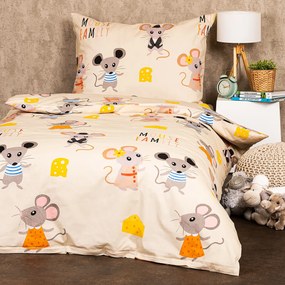 Lenjerie de pat copii, din bumbac, 4Home Little mouse, 140 x 200 cm, 70 x 90 cm