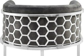 Scaun de bar ELEGANCE catifea gri, otel inoxidabil argintiu