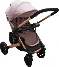 Carucior nou nascuti 2 in 1 BABY CARE™ PRO 512, Cu geanta bebe inclusa, Suspensii, Cadru aluminiu Gold, Plasa insecte, Gri