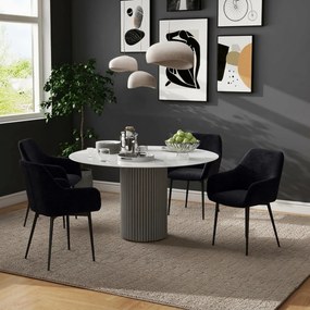 HOMCOM Set 2 Scaune Tapițate în Stil Nordic cu Brațe și Picioare din Oțel pentru Sufragerie, 54x57x80 cm, Negru | Aosom Romania