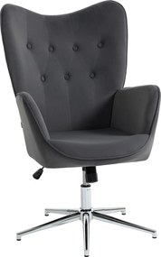 HOMCOM Fotoliu Rotativ din Catifea, Fotoliu Tapițat cu Cotiere, Funcție de Balansare și Înălțime Reglabilă, pentru Living, Gri Închis | Aosom Romania