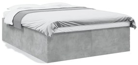 3280919 vidaXL Cadru de pat, gri beton, 150x200 cm, lemn prelucrat