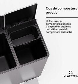 Klarstein EcoVista, coș de gunoi cu composter, 60 l + 3 l/coș + composter, Soft-Close
