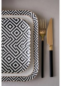 Set veselă 26 piese, porțelan, alb/negru