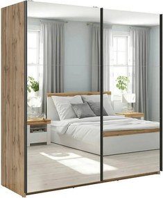 Dulap TETRIX, stejar wotan, PAL, cu 2 usi si oglinzi, 183x60x196 cm