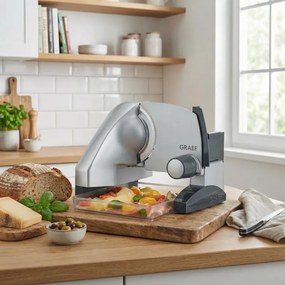 Masina de feliat mezeluri si alte alimente Graef SKS500, 170 W, Lama de 170 mm, Otel inoxidabil, Mecanisme de protectie, Argintiu