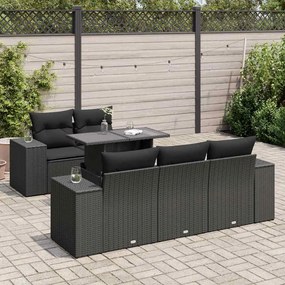 3326726 vidaXL Set mobilier de grădină cu perne, 6 piese, negru, poliratan