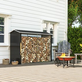 Outsunny Suport de Lemne cu Structură din Oțel Galvanizat 240x86x160cm Negru | Aosom Romania