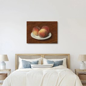 Tablou pe sticlă - Henri Fantin-Latour, Three Peaches on a Plate, reproducere (70x50 cm)