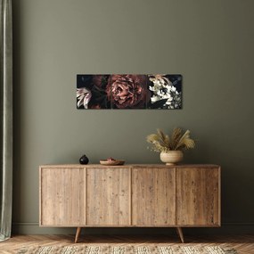 Tablou - Flori întunecate (cu ceas) (90x30 cm)