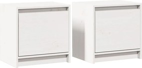 vidaXL Noptiere, 2 buc., alb, 40x30,5x40 cm, lemn masiv de pin
