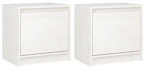808116 vidaXL Noptiere, 2 buc., alb, 40x30,5x40 cm, lemn masiv de pin