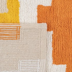 Covor portocaliu lavabil din bumbac 100x135 cm Azteca – Ixia