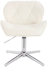 HR111CROSS Scaun Crem Boucle cu Bază Cromata