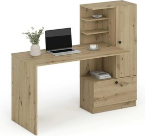 Birou HOBAS, stejar artisan, PAL laminat, 150x62x120 cm