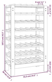 Suport de vinuri, 61,5x30x107,5 cm, lemn masiv de pin Maro, 61.5 x 30 x 107.5 cm, 1