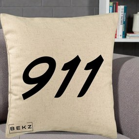 Perna Personalizata 911 Bold, 40x40 cm, Bej, Husa Detasabila, Perna Inclusa, BEKZ®