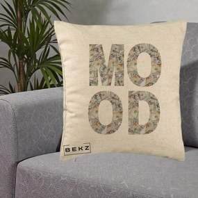 Perna Decorativa MOOD Money Grafic Urban, 40x40 cm, Bej, Husa Detasabila, Perna Inclusa, BEKZ®