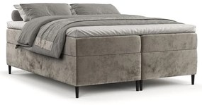 Pat boxspring maro deschis cu spațiu de depozitare 140x200 cm Araya – Maison de Rêve