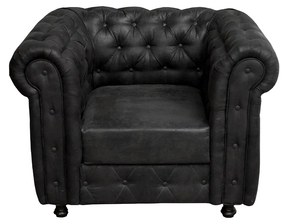 Fotoliu CHESTERFIELD cu arcuri, negru, 110x90x80 cm