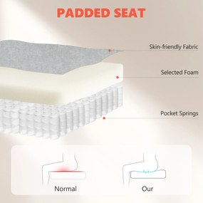 Scaun Ergonomic HOMCOM, Spătar Înalt, Tapițat în Catifea Imprimată, Cotiere Rabatabile, Alb Crem | Aosom Romania