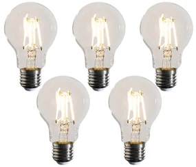 Set de 5 becuri LED E27 reglabile A60 transparente 4,5W 500 lm 2700K
