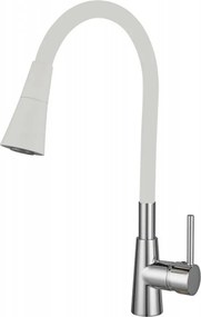 Baterie bucatarie cu pipa flexibila Inter Ceramic Havana finisaj crom lucios-alb mat cu 2 functii
