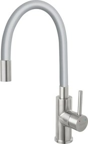 Baterie bucatarie cu pipa flexibila Ferro Zumba gri - inox