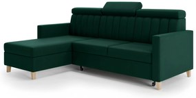 Colțar cu funcție de dormit Vario universal - verde catifea Bluvel 78