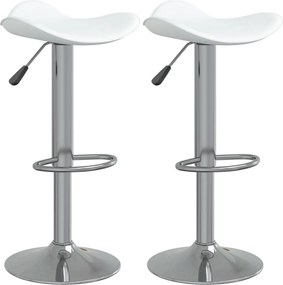 vidaXL Scaun de bar, 2 buc., alb, oțel cromat și piele ecologică