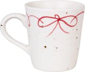 Cană vintage din ceramică, alb cu detalii albastre „Viola Bow”