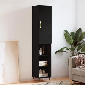 vidaXL Dulap înalt, negru, 34,5x34x180 cm, lemn prelucrat