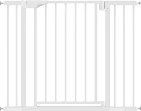 PawHut Poartă de Siguranță pentru Copii și Animale, Extensibilă 96-103 cm, Înălțime 76 cm, Poartă pentru Câini, Scări și Uși, Închidere Automată, Montaj prin Presiune, Deschidere în Ambele Direcții, Alb | Aosom Romania