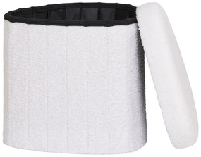 Taburet alb cu tapițerie din țesătură bouclé Medford – House Nordic