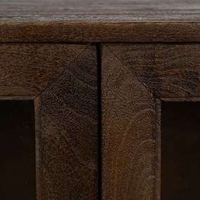 Vitrină maro din lemn de mango 80x100x40 cm Ravi – Ixia