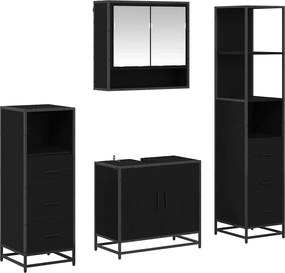 vidaXL Set de mobilier pentru baie 4 pcs Stejar Negru Lemn compozit