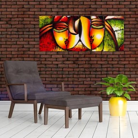 Tablou - Pictură în ulei, chipuri abstracte (120x50 cm)