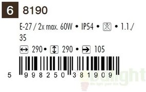 Aplica de perete, Plafoniera exterior IP54, dim.29x29cm, Darius 8190 RX