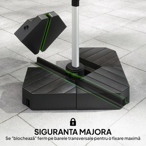 Outsunny Set de 4 Greutăţi pentru Umbrelă din HDPE cu Efect de Lemn, 80x80x13 cm, Negru | Aosom Romania